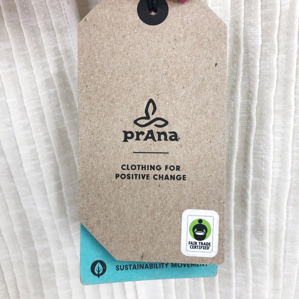 PRANA Women's Ocupas Popover Top Medium Soft White Pintuck Short Sleeve NWT - Picture 10 of 12